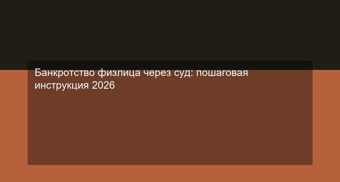 Банкротство физлица через суд: пошаговая инструкция 2026